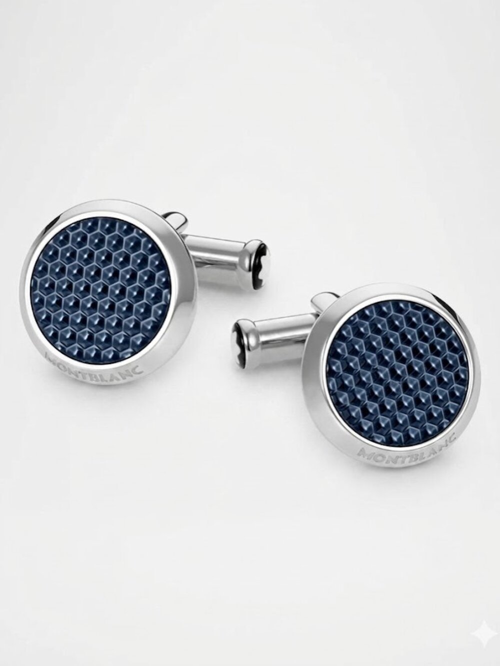 MONTBLANC MEISTERSTUCK Cufflinks Hexagonal BLUE Carbon Fiber Art Deco Luxury
